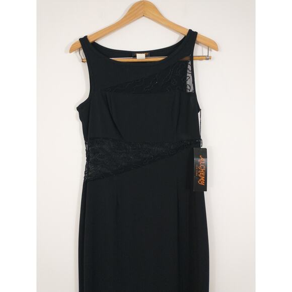 Vintage Alchemy NY Y2K Black Mesh Cutout Maxi Dress Size 12 NWT Goth Grunge 90s - Picture 5 of 11